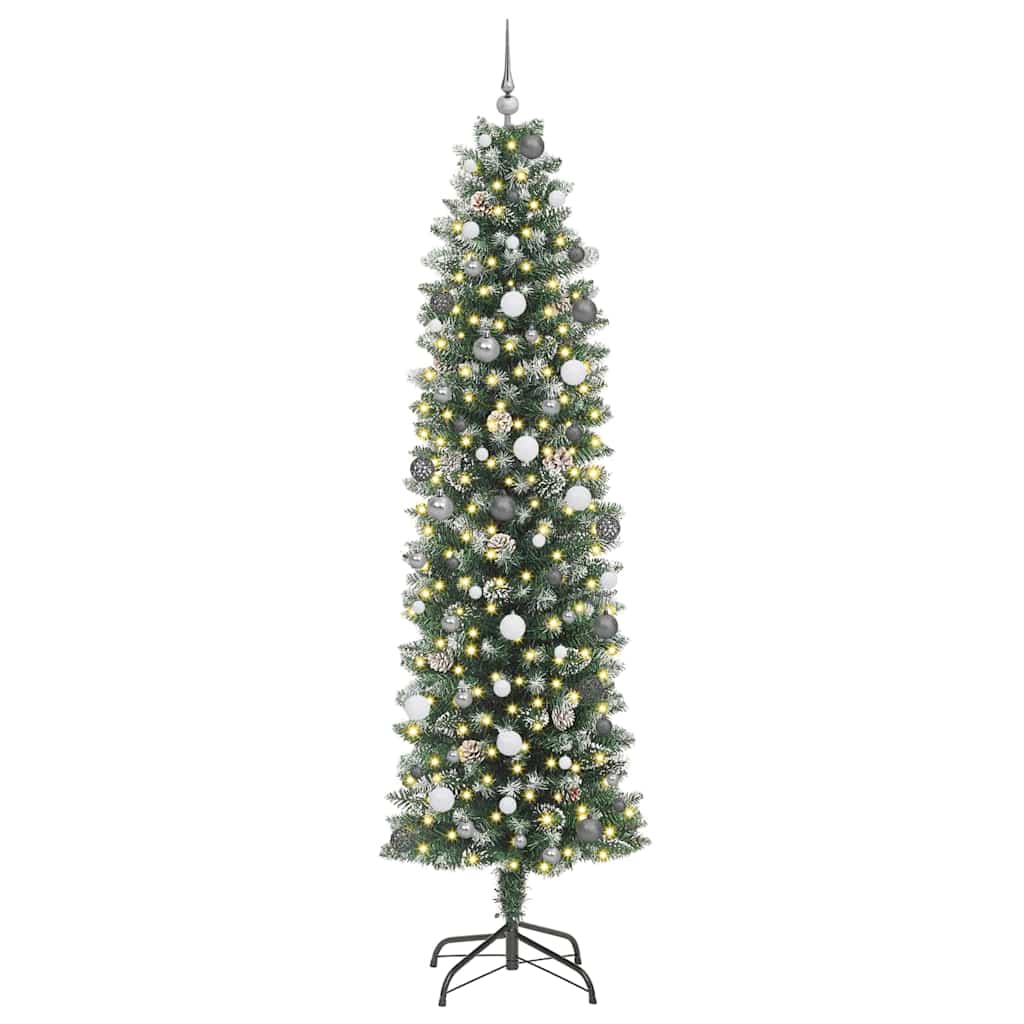 Arbre de Noël artificiel slim avec 300 LED Vert et blanc 240 cm