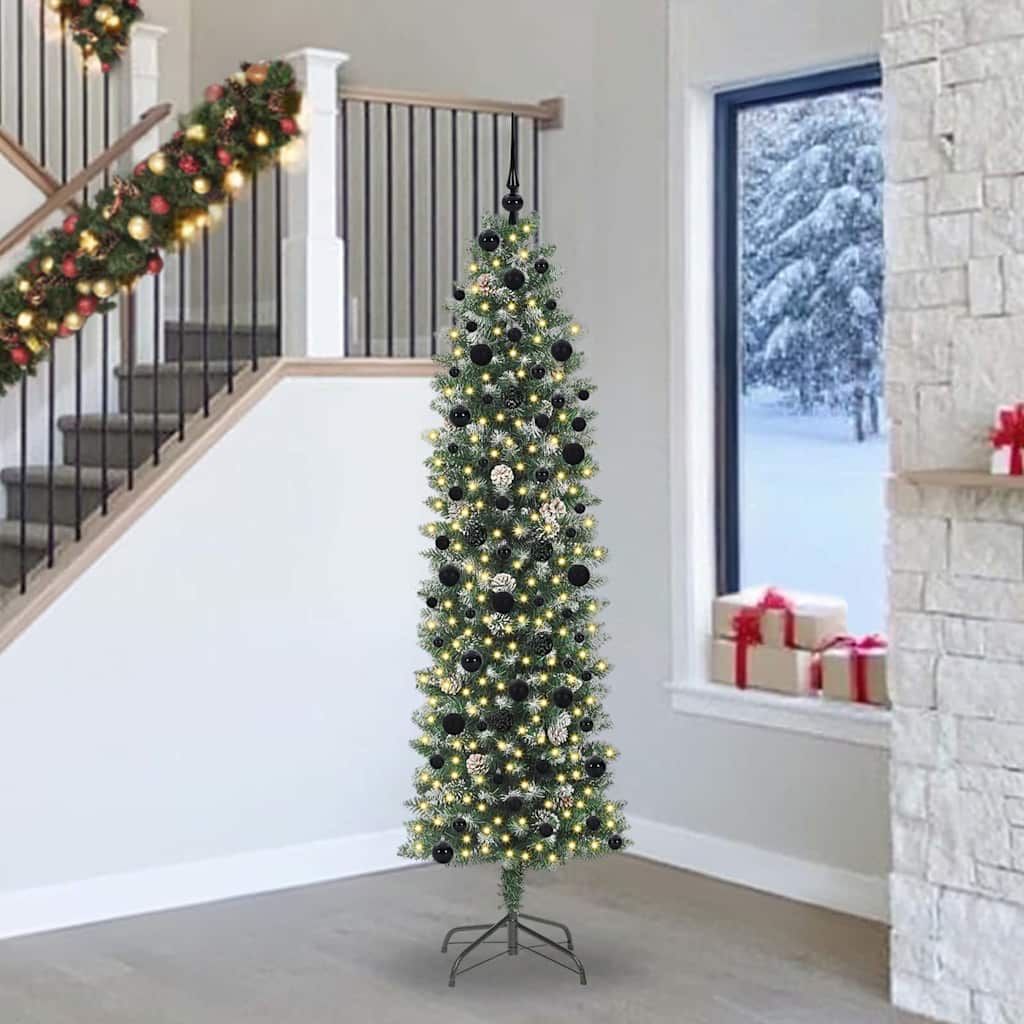 Arbre de Noël artificiel slim avec 300 LED Vert et blanc 240 cm - XIOS
