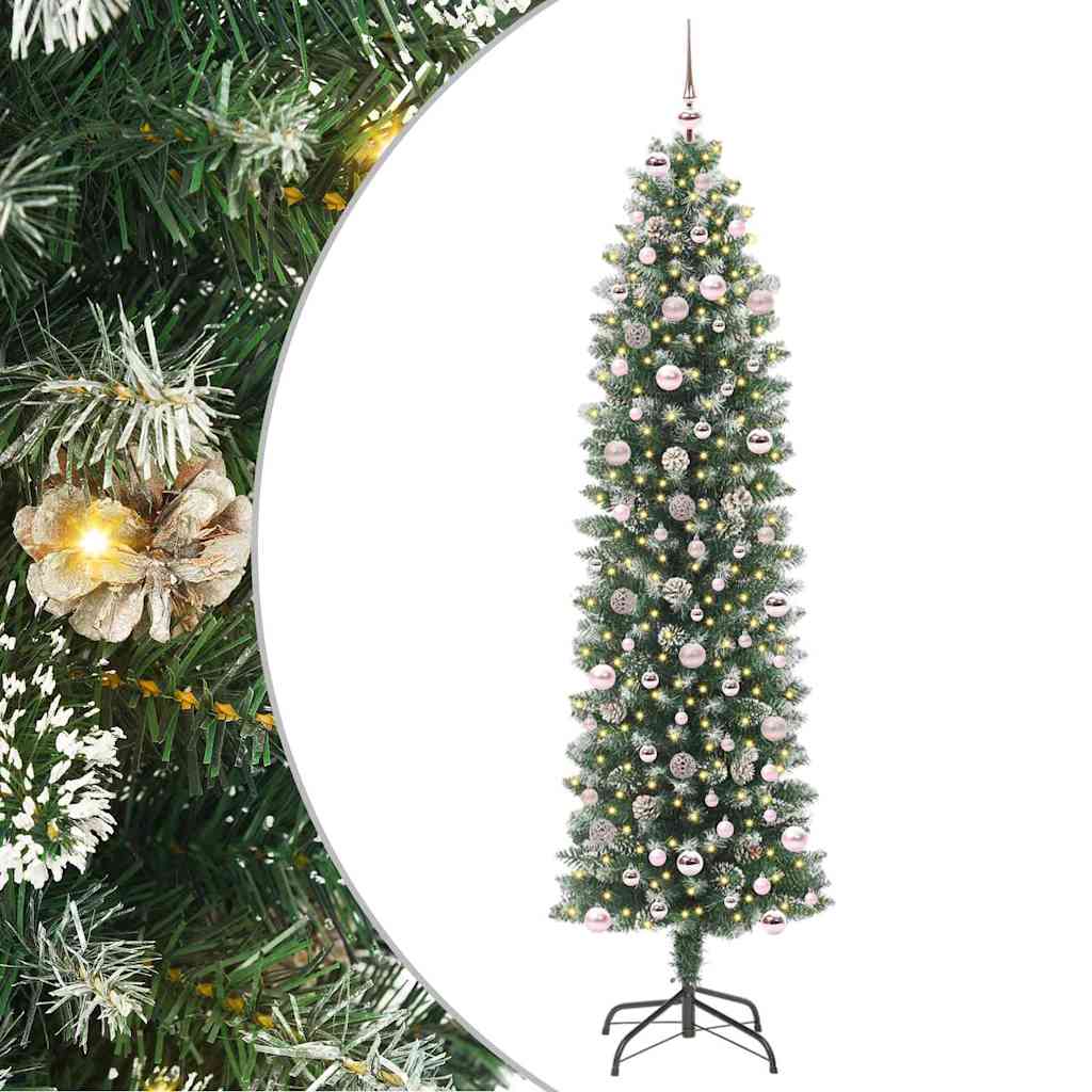 Arbre de Noël artificiel slim avec 300 LED Vert et blanc 240 cm - XIOS