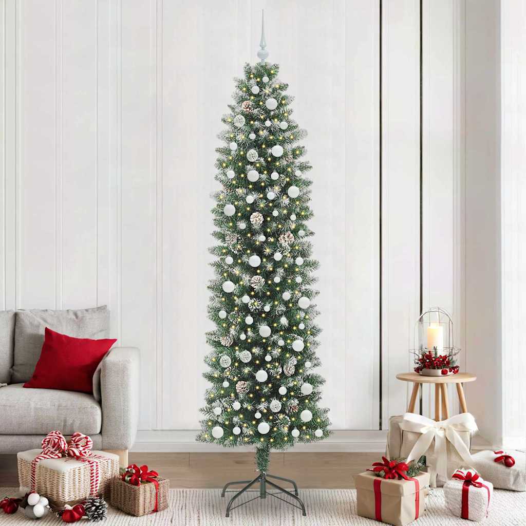Arbre de Noël artificiel slim avec 300 LED Vert et blanc 240 cm - XIOS