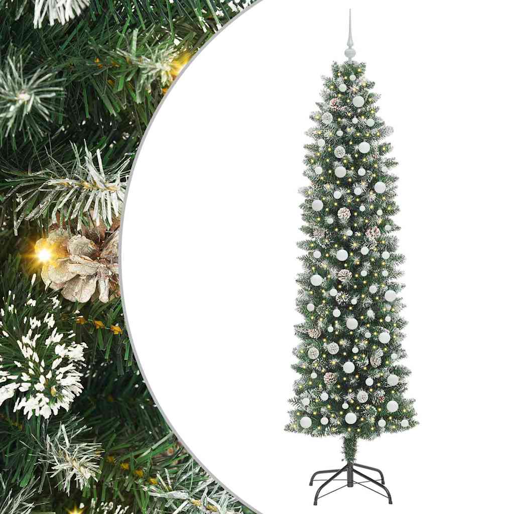 Arbre de Noël artificiel slim avec 300 LED Vert et blanc 240 cm - XIOS