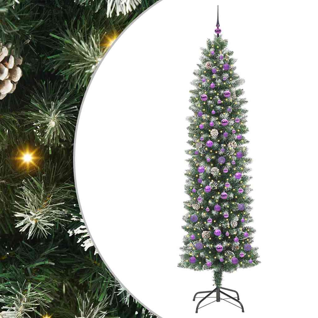 Arbre de Noël artificiel slim avec 300 LED Vert et blanc 240 cm - XIOS