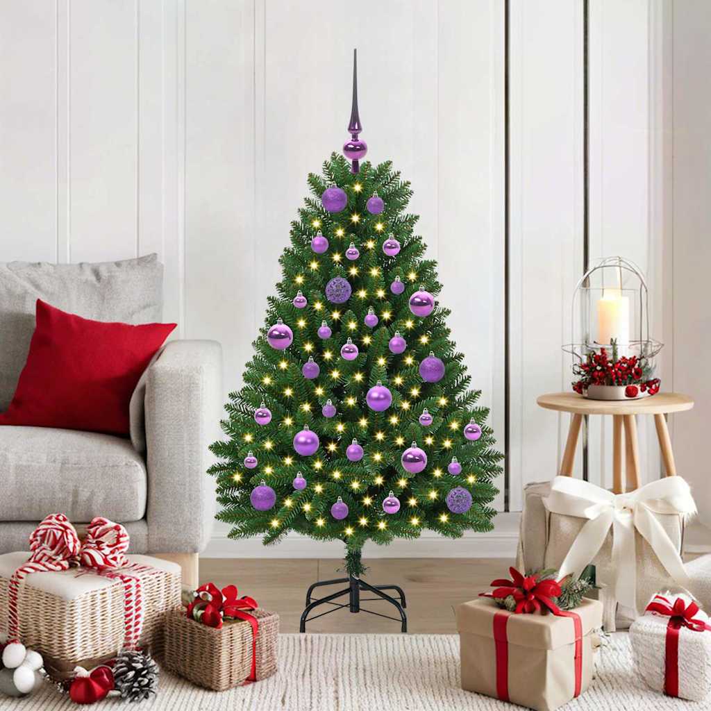 Sapin de Noël artificiel avec 150 LED Vert 120 cm PVC et métal - XIOS