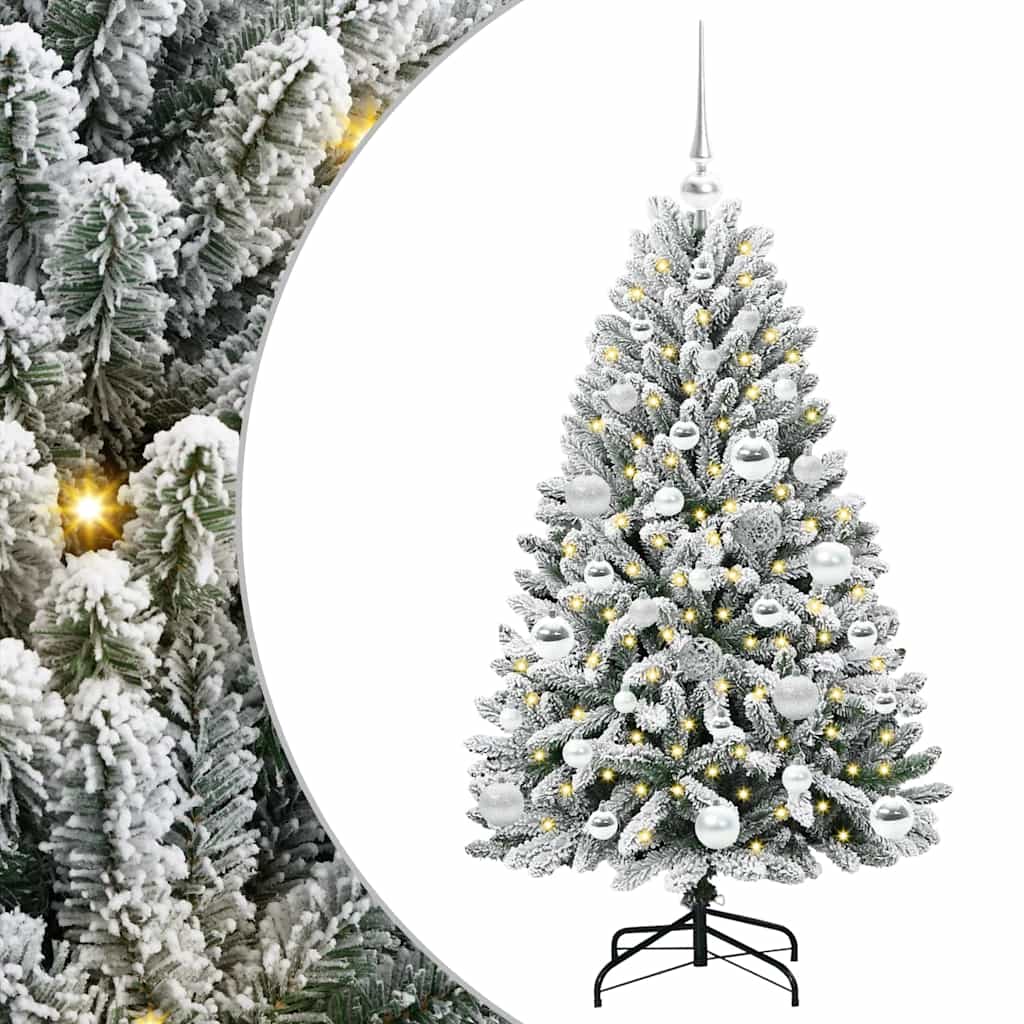 Sapin de Noël artificiel Vert et blanc 120 cm PVC et métal - XIOS