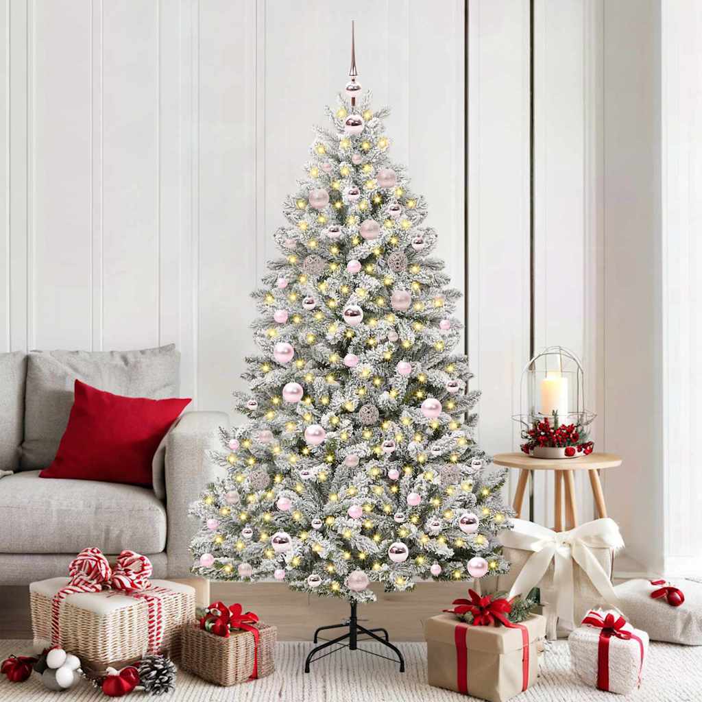 Sapin de Noël artificiel Vert et blanc 180 cm PVC et métal - XIOS