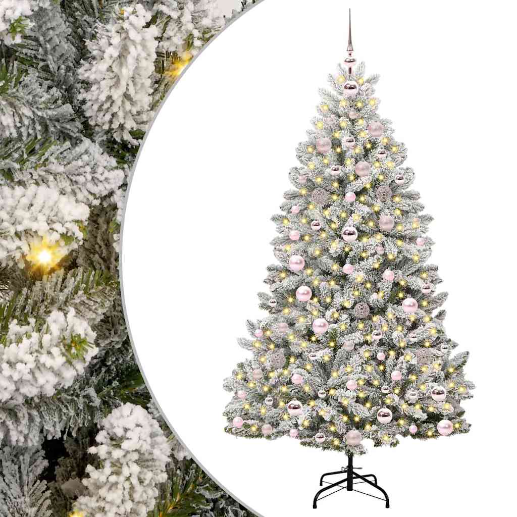 Sapin de Noël artificiel Vert et blanc 180 cm PVC et métal - XIOS