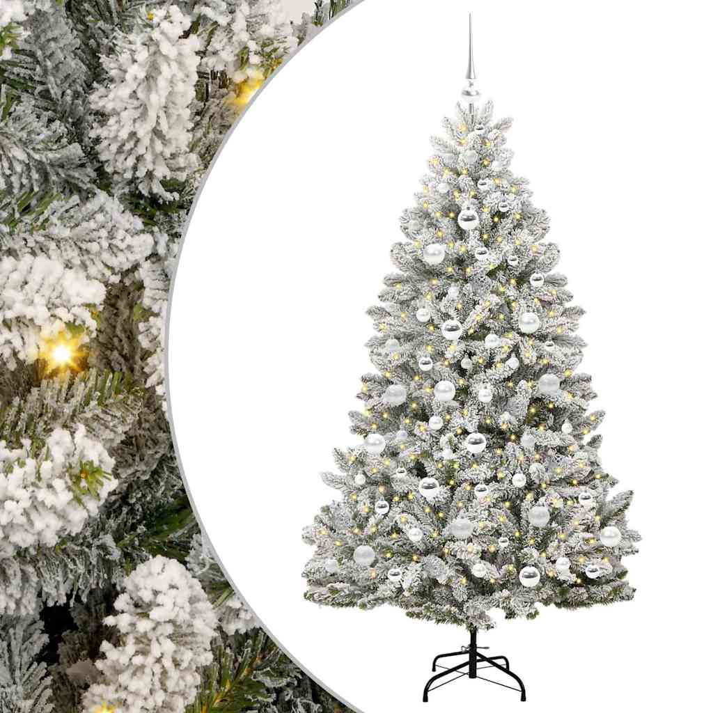 Sapin de Noël artificiel Vert et blanc 180 cm PVC et métal - XIOS