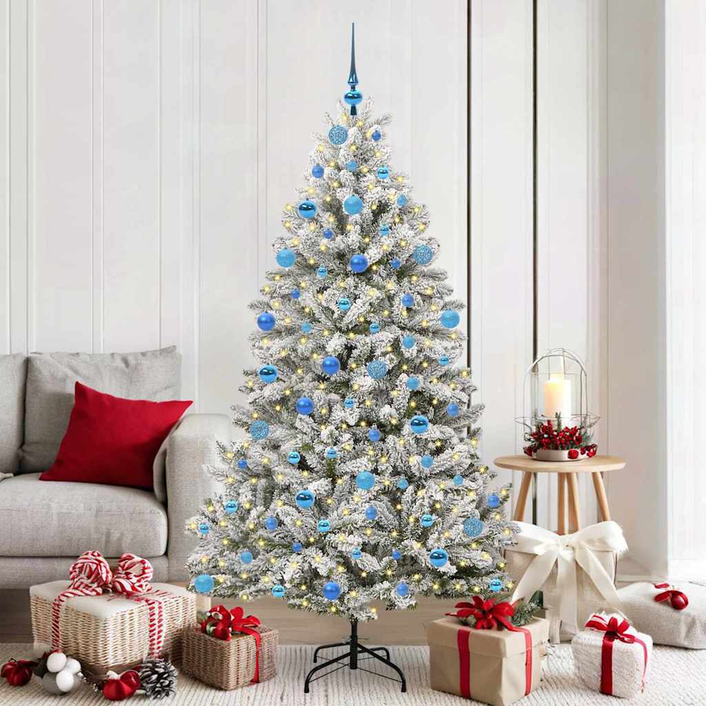 Sapin de Noël artificiel Vert et blanc 180 cm PVC et métal - XIOS