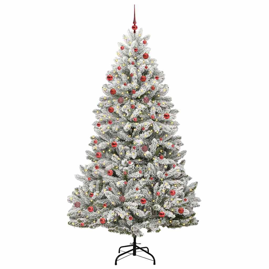 Sapin de Noël artificiel Vert et blanc 210 cm PVC et métal - XIOS