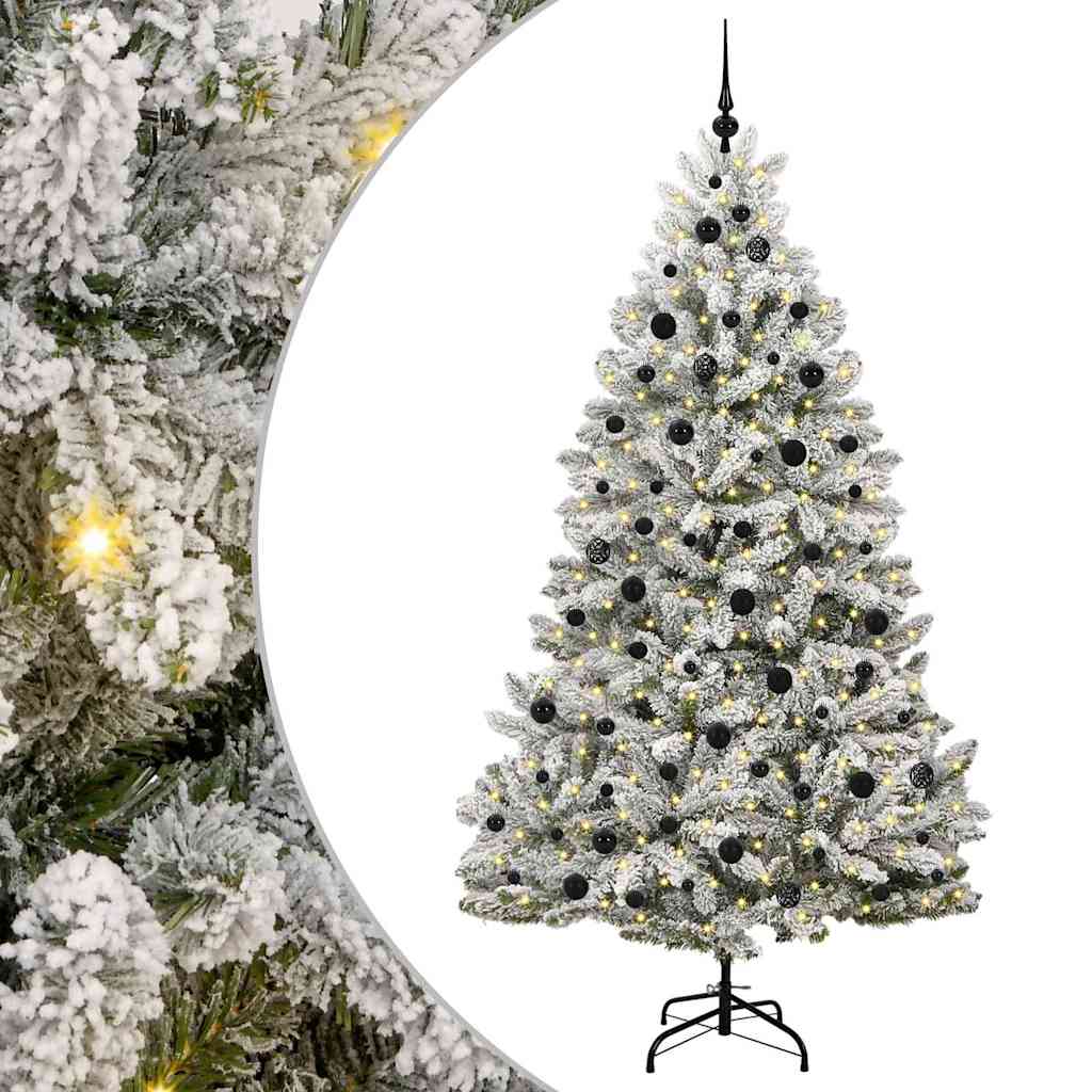 Sapin de Noël artificiel Vert et blanc 210 cm PVC et métal - XIOS