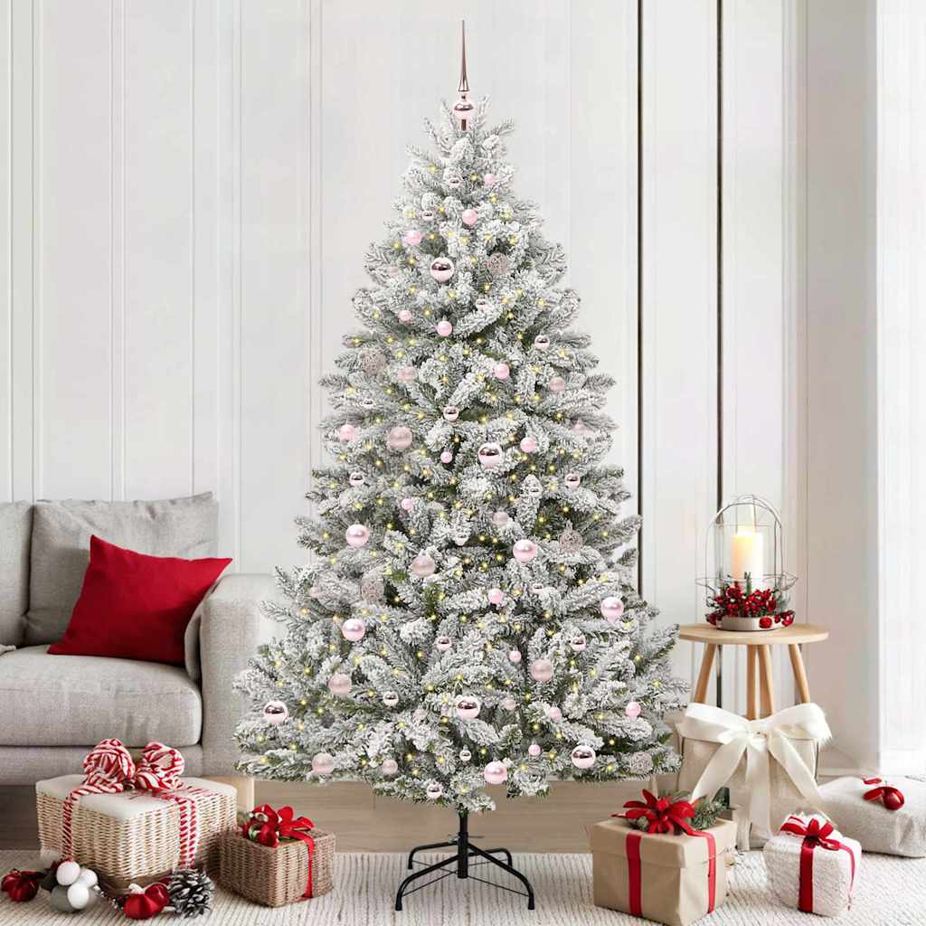 Sapin de Noël artificiel Vert et blanc 210 cm PVC et métal - XIOS