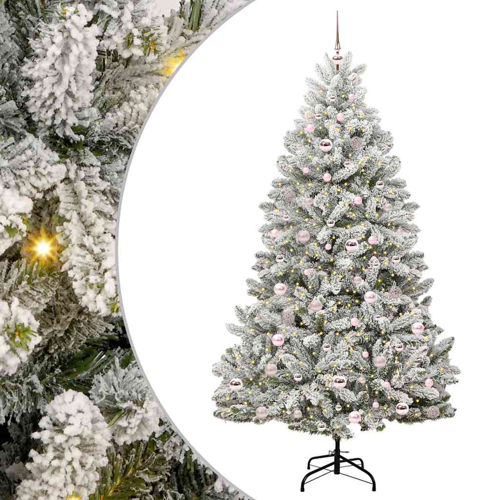 Sapin de Noël artificiel Vert et blanc 210 cm PVC et métal - XIOS