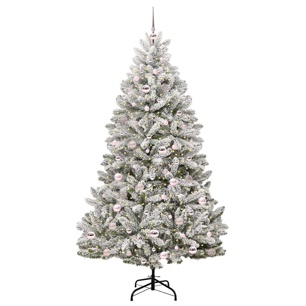 Sapin de Noël artificiel Vert et blanc 210 cm PVC et métal - XIOS