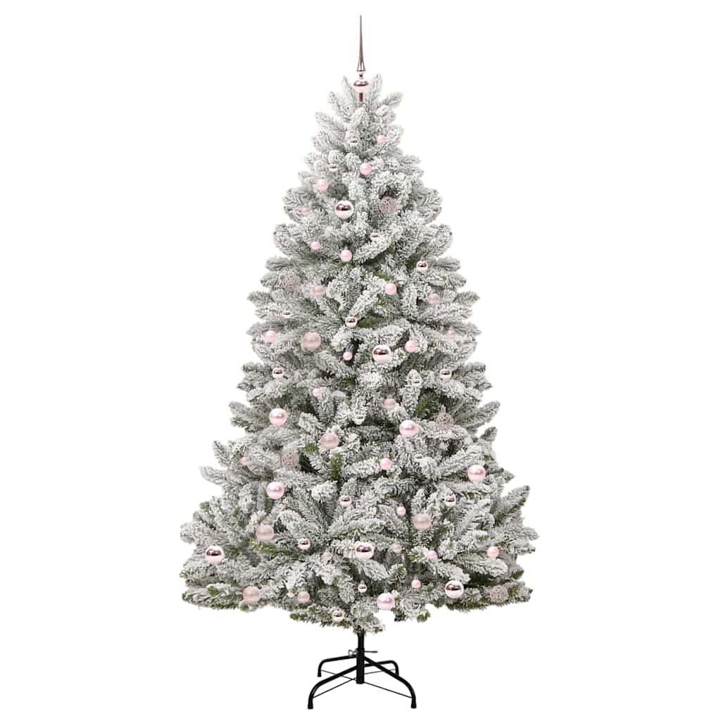 Sapin de Noël artificiel Vert et blanc 210 cm PVC et métal - XIOS