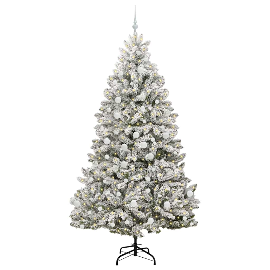 Sapin de Noël artificiel Vert et blanc 210 cm PVC et métal - XIOS
