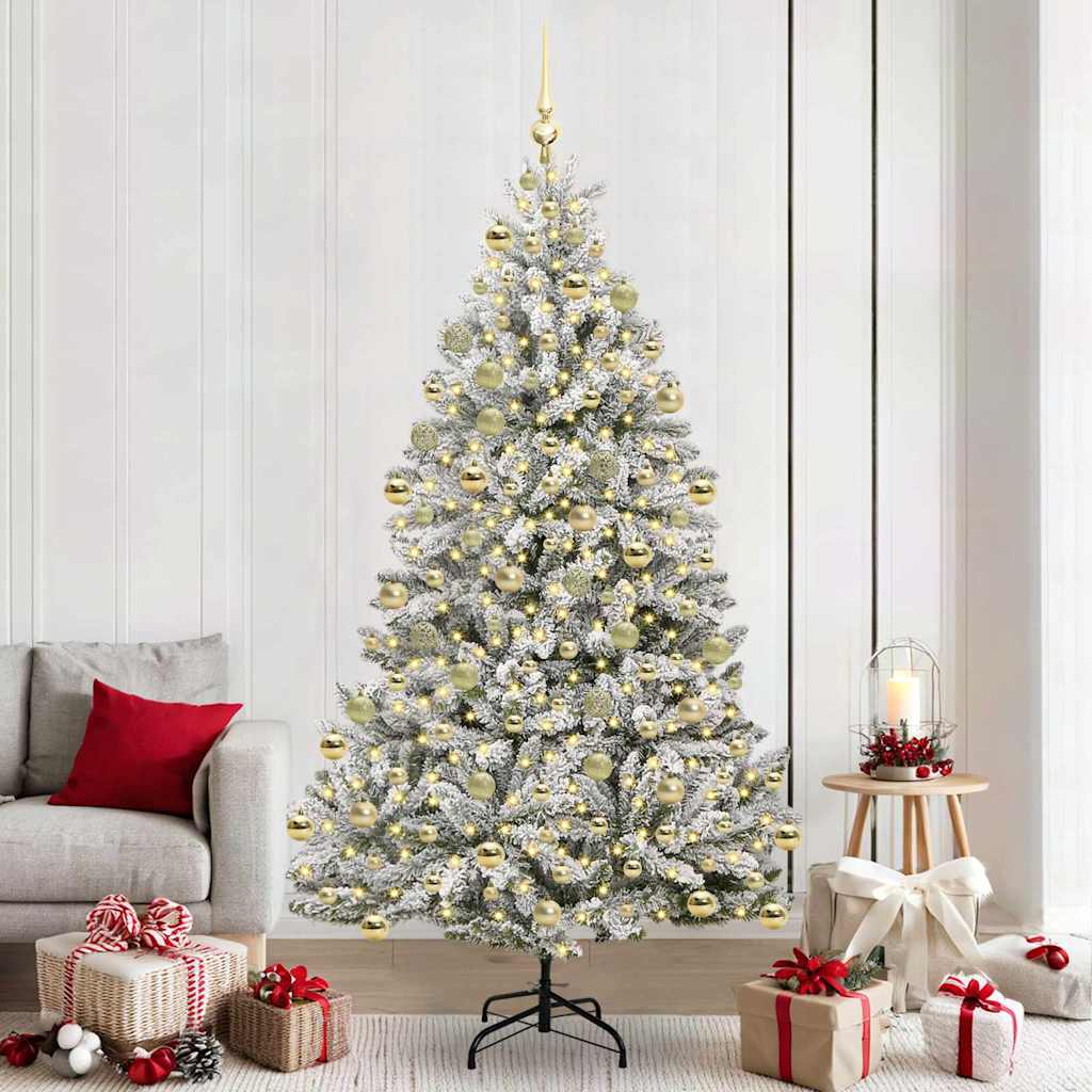 Sapin de Noël artificiel Vert et blanc 210 cm PVC et métal - XIOS