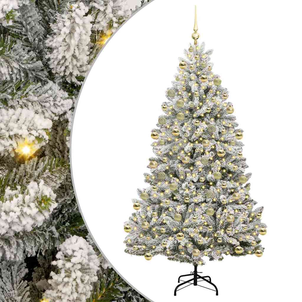 Sapin de Noël artificiel Vert et blanc 210 cm PVC et métal - XIOS