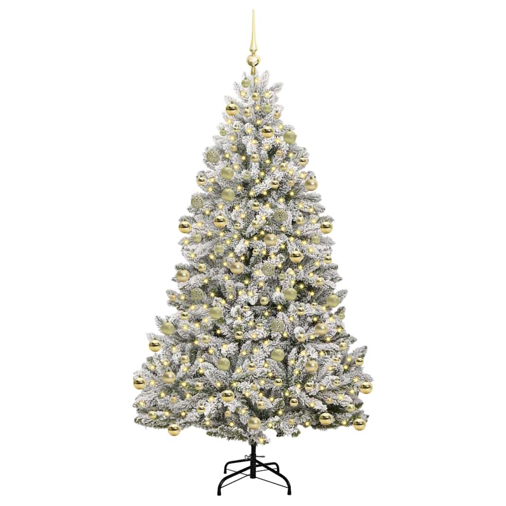 Sapin de Noël artificiel Vert et blanc 210 cm PVC et métal - XIOS