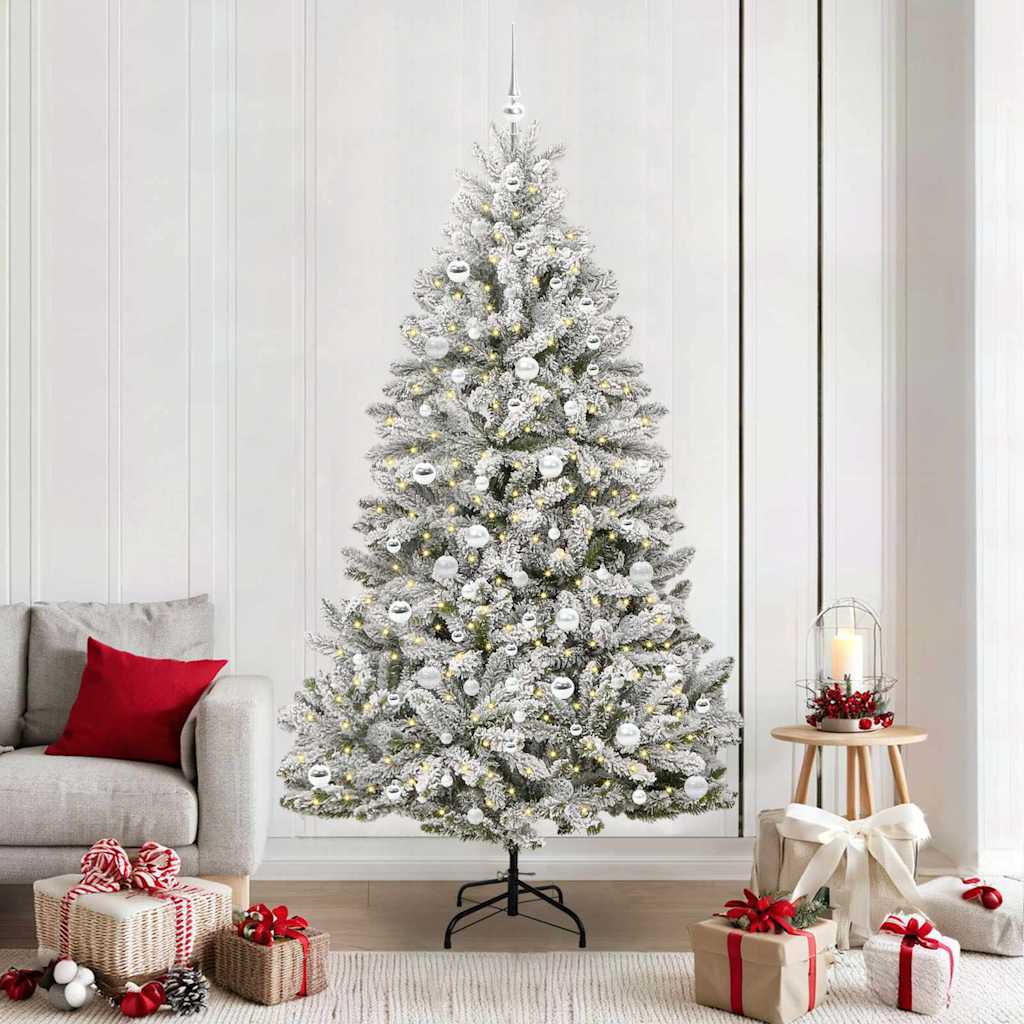 Sapin de Noël artificiel Vert et blanc 210 cm PVC et métal - XIOS