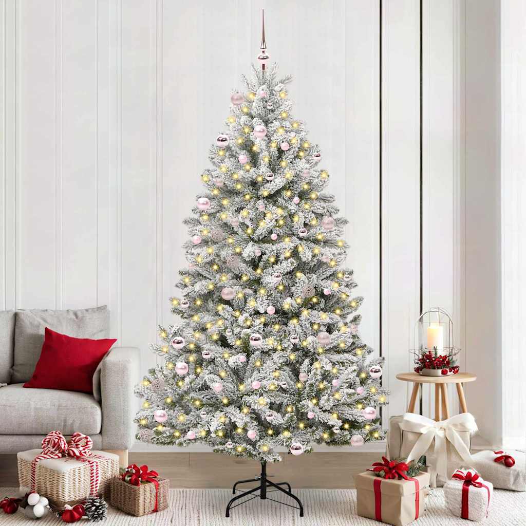 Sapin de Noël artificiel Vert et blanc 240 cm PVC et métal - XIOS