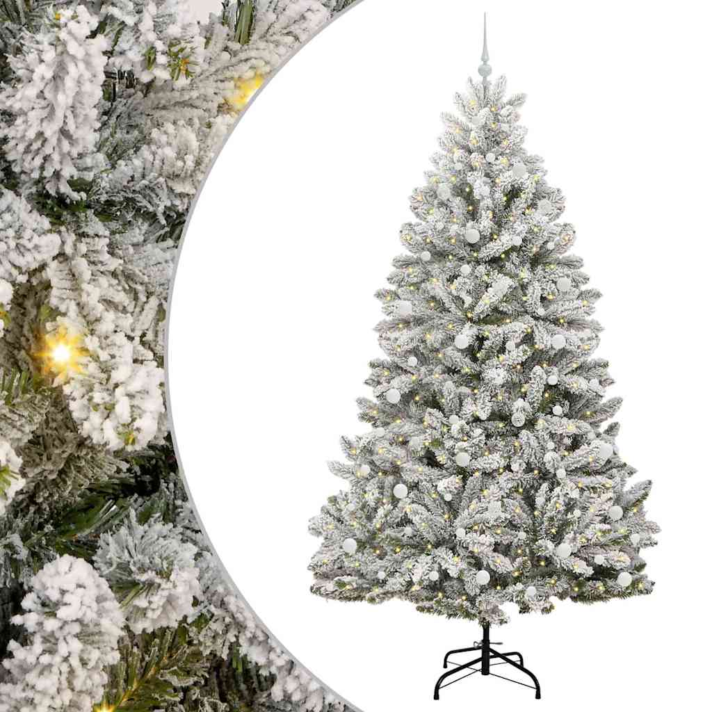 Sapin de Noël artificiel Vert et blanc 240 cm PVC et métal - XIOS
