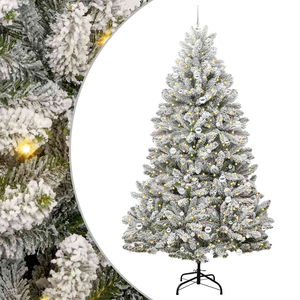 Sapin de Noël artificiel Vert et blanc 240 cm PVC et métal - XIOS