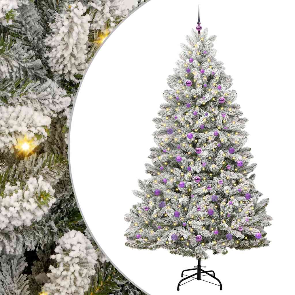 Sapin de Noël artificiel Vert et blanc 240 cm PVC et métal - XIOS