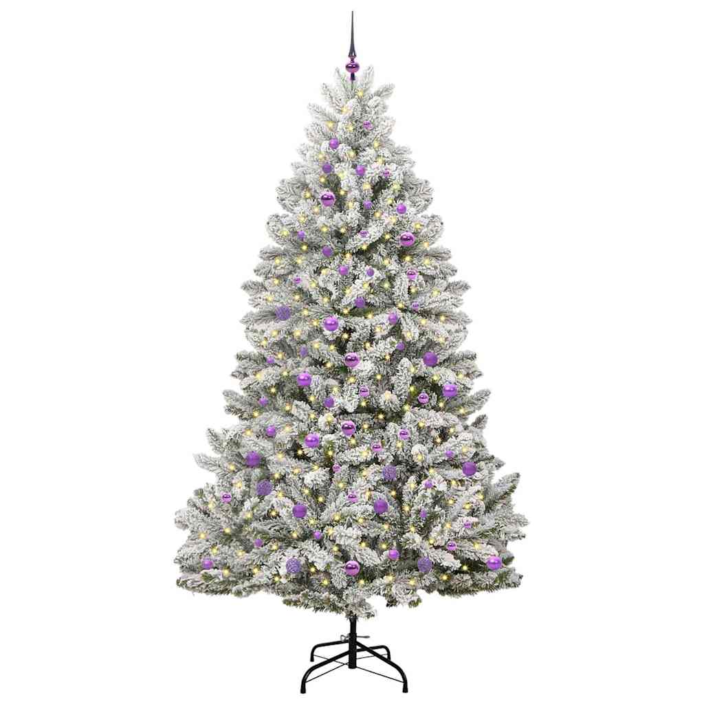 Sapin de Noël artificiel Vert et blanc 240 cm PVC et métal - XIOS