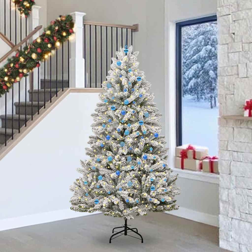 Sapin de Noël artificiel Vert et blanc 240 cm PVC et métal - XIOS