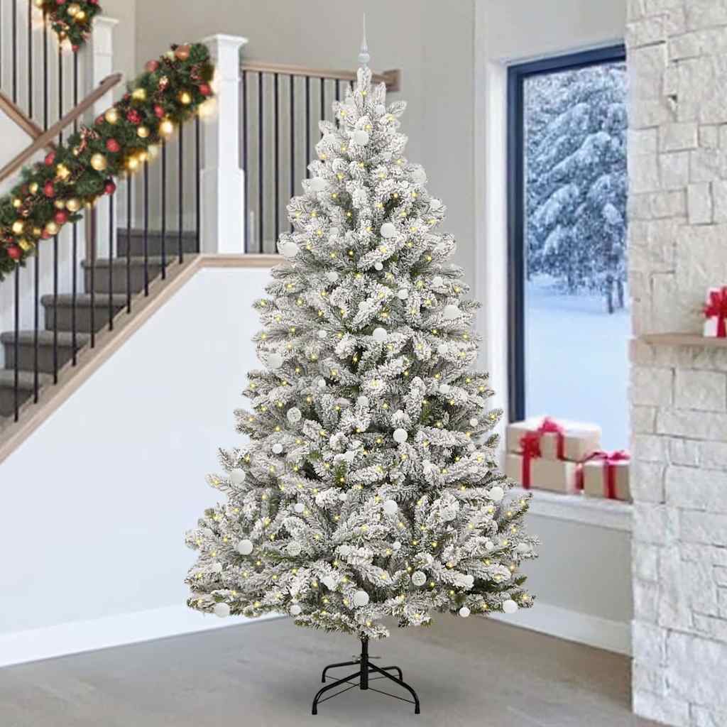 Sapin de Noël artificiel Vert et blanc 270 cm PVC et métal - XIOS