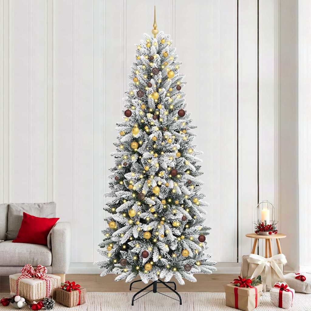 Sapin de Noël artificiel avec 300 LED avec support Blanc 240 cm