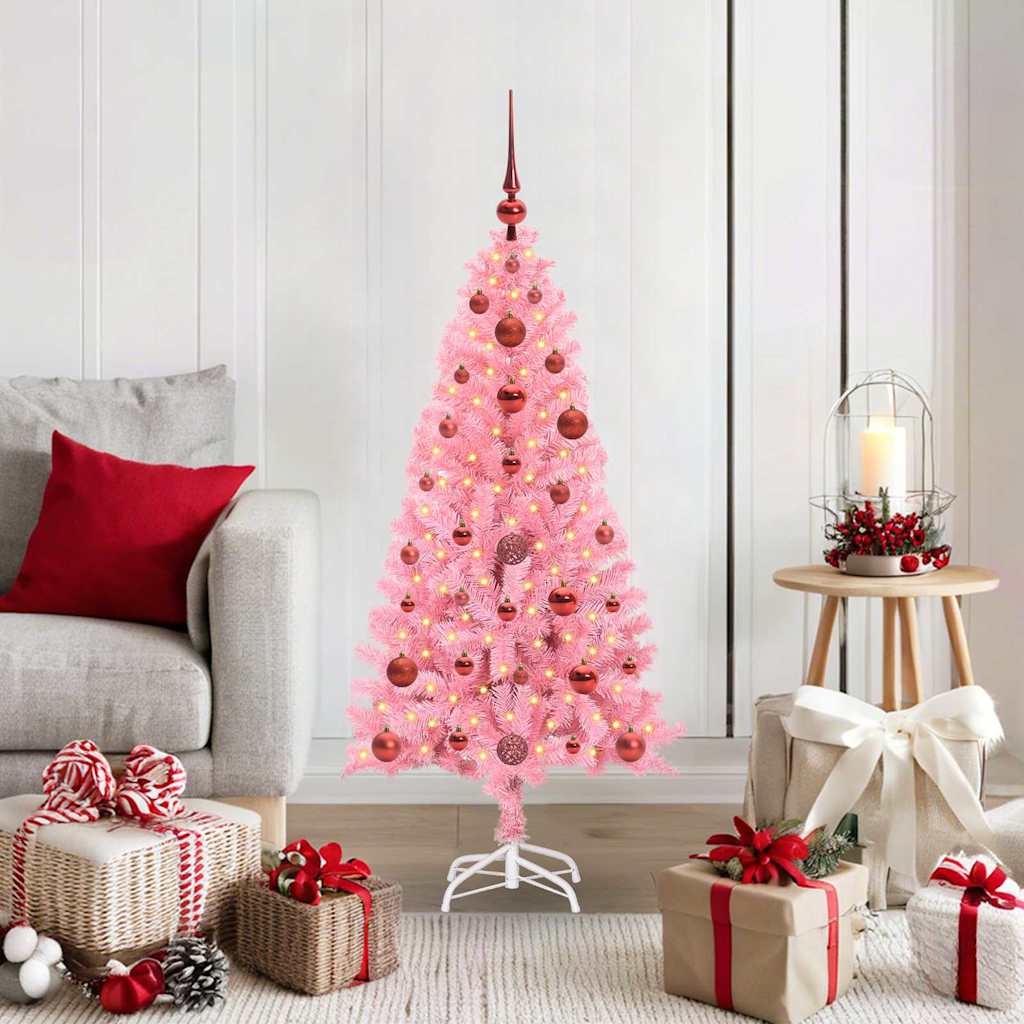 Sapin de Noël avec 150 LED avec support Rose 120 cm PVC - XIOS