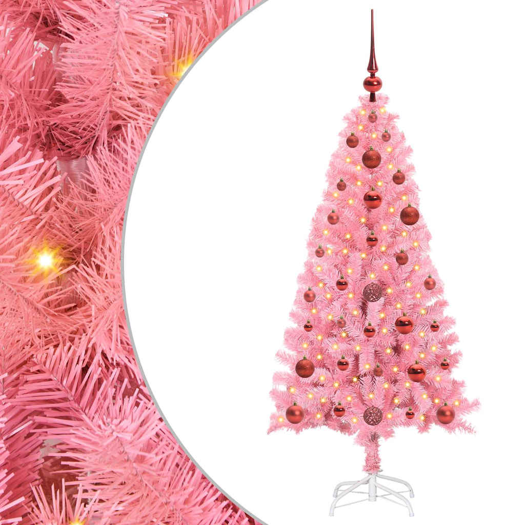 Sapin de Noël avec 150 LED avec support Rose 120 cm PVC - XIOS
