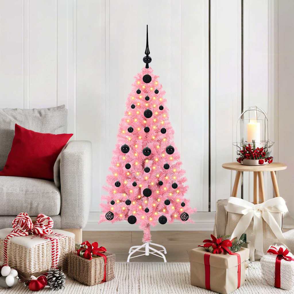 Sapin de Noël avec 150 LED avec support Rose 120 cm PVC - XIOS
