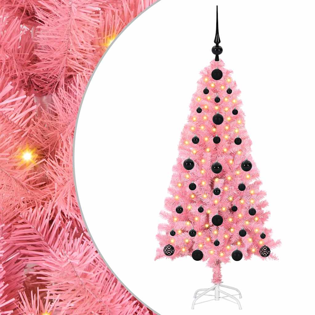 Sapin de Noël avec 150 LED avec support Rose 120 cm PVC - XIOS
