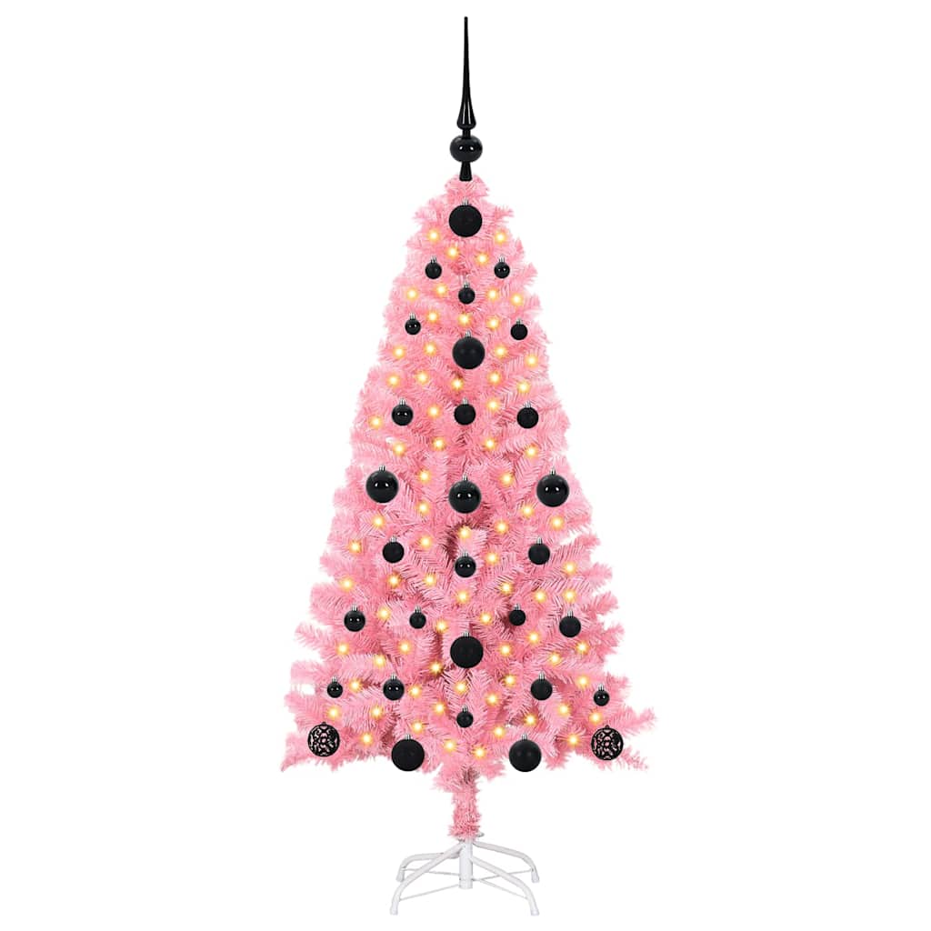Sapin de Noël avec 150 LED avec support Rose 120 cm PVC - XIOS