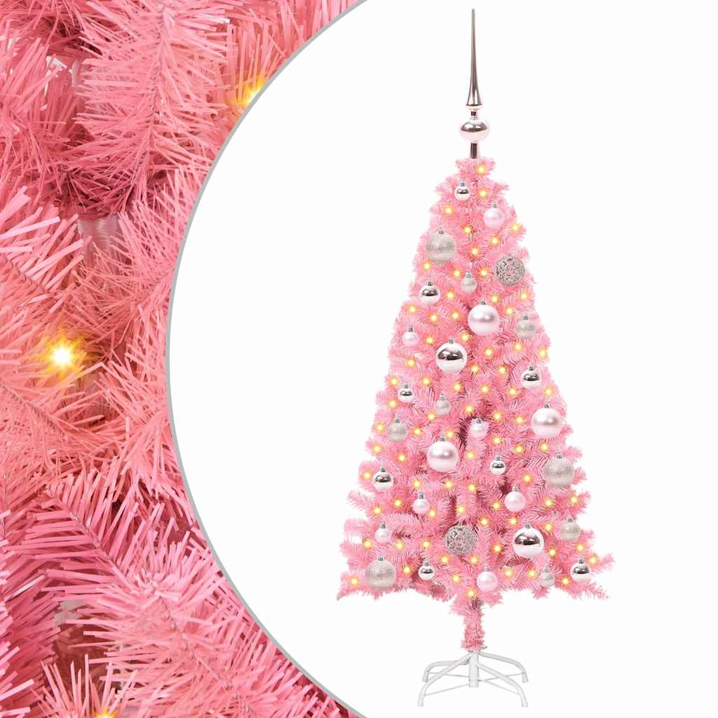 Sapin de Noël avec 150 LED avec support Rose 120 cm PVC - XIOS