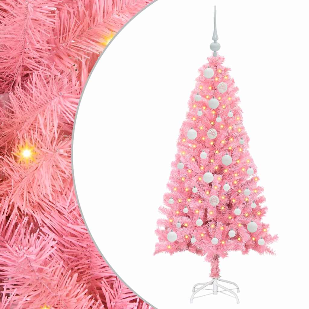 Sapin de Noël avec 150 LED avec support Rose 120 cm PVC - XIOS