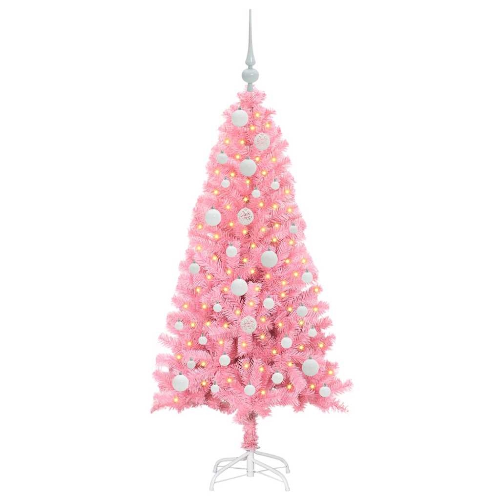 Sapin de Noël avec 150 LED avec support Rose 120 cm PVC - XIOS