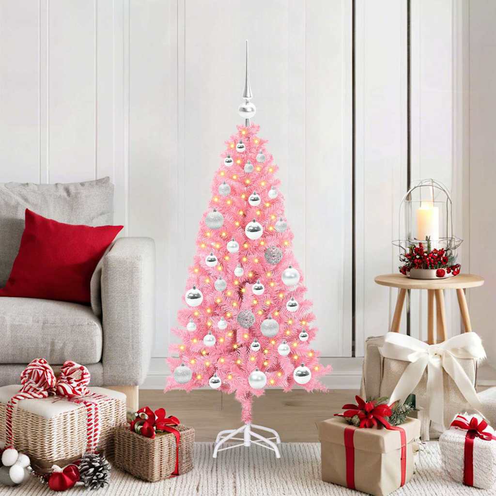 Sapin de Noël avec 150 LED avec support Rose 120 cm PVC - XIOS