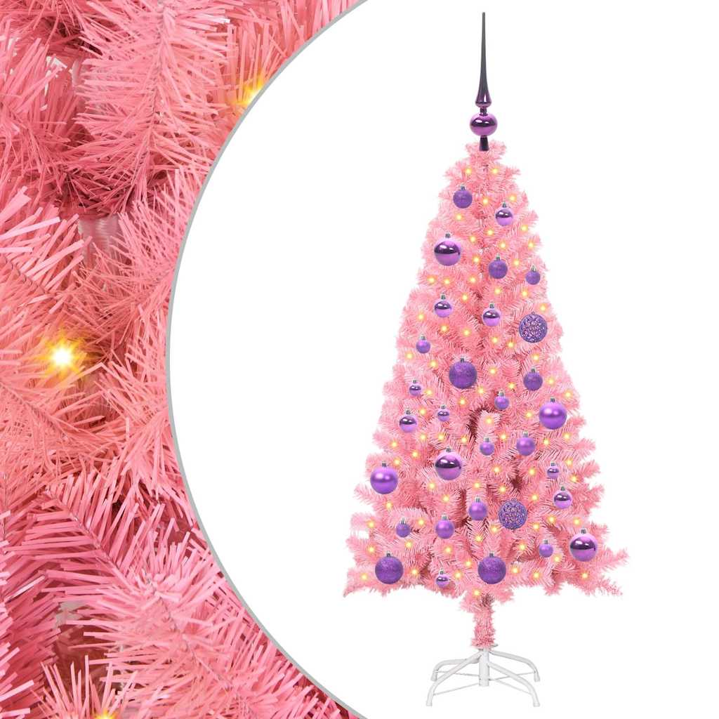 Sapin de Noël avec 150 LED avec support Rose 120 cm PVC - XIOS