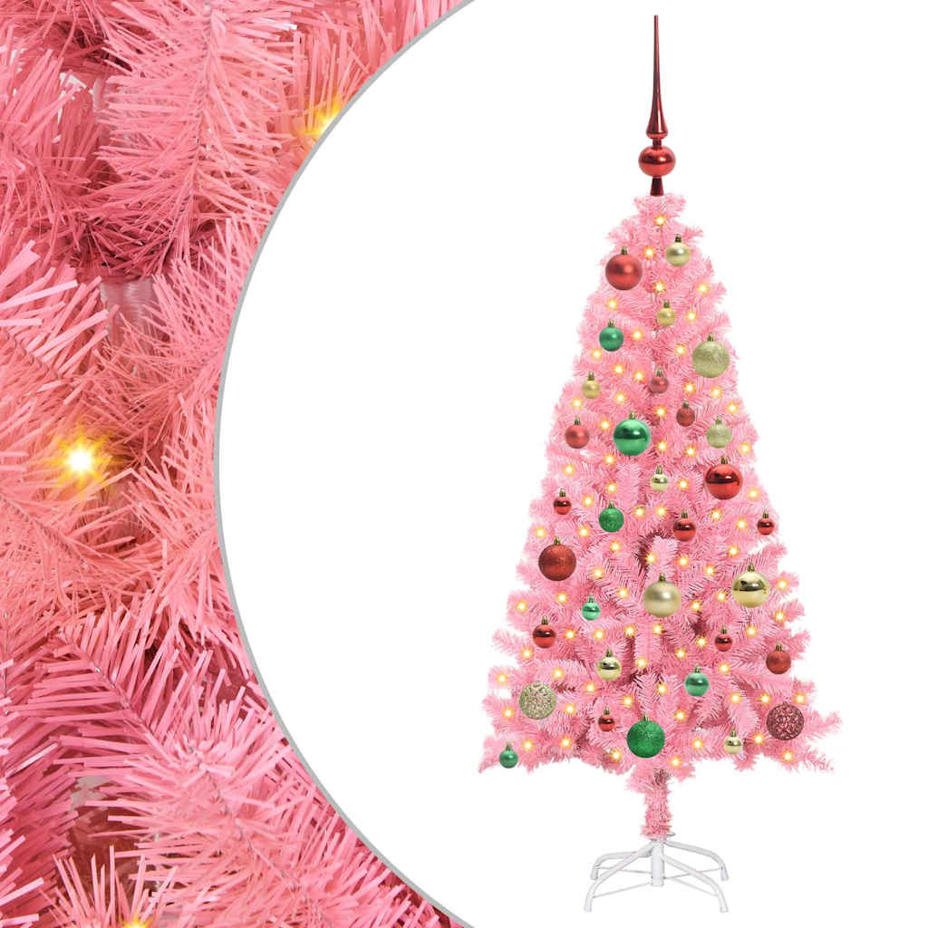 Sapin de Noël avec 150 LED avec support Rose 120 cm PVC - XIOS
