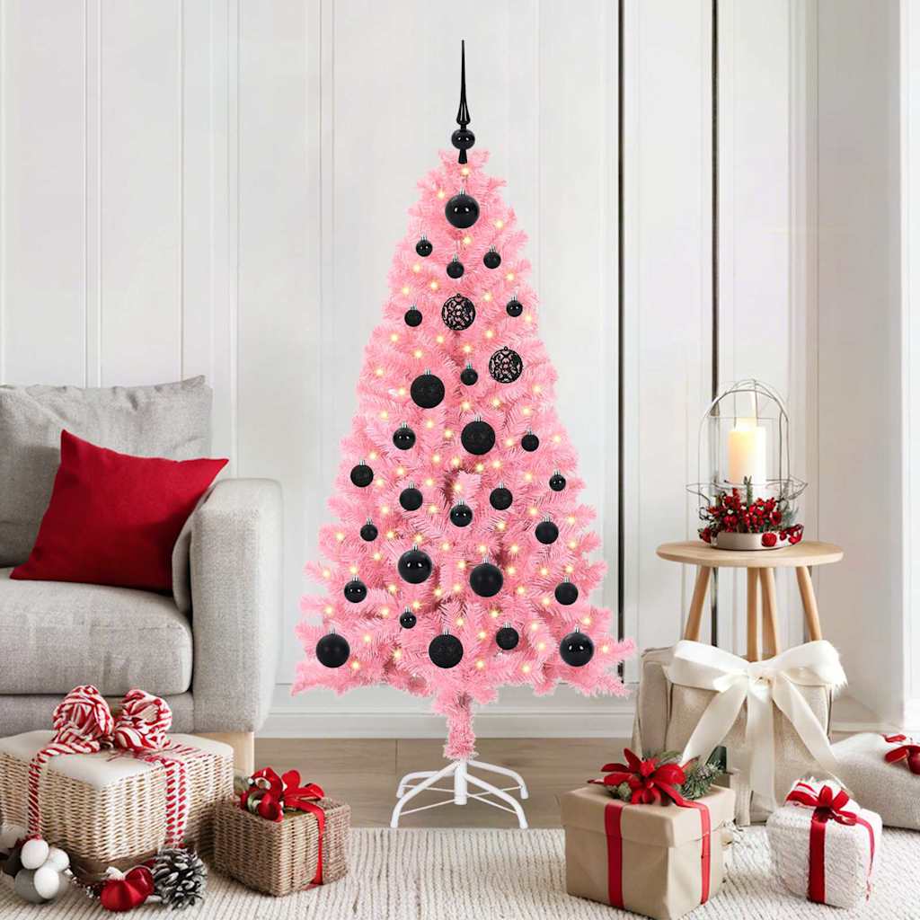 Sapin de Noël avec 150 LED avec support Rose 150 cm PVC - XIOS