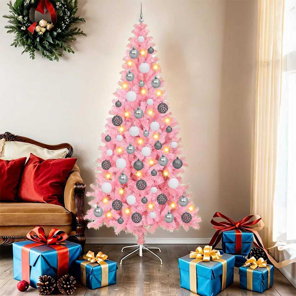 Sapin de Noël avec 300 LED avec support Rose 180 cm PVC - XIOS