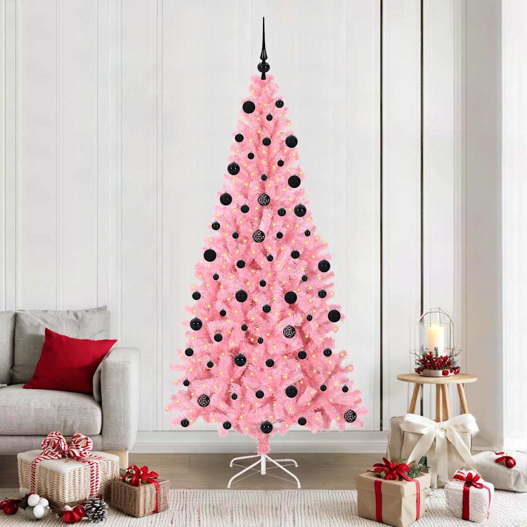 Sapin de Noël avec 300 LED avec support Rose 210 cm PVC - XIOS