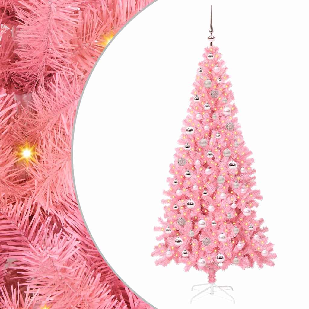 Sapin de Noël avec 300 LED avec support Rose 210 cm PVC - XIOS