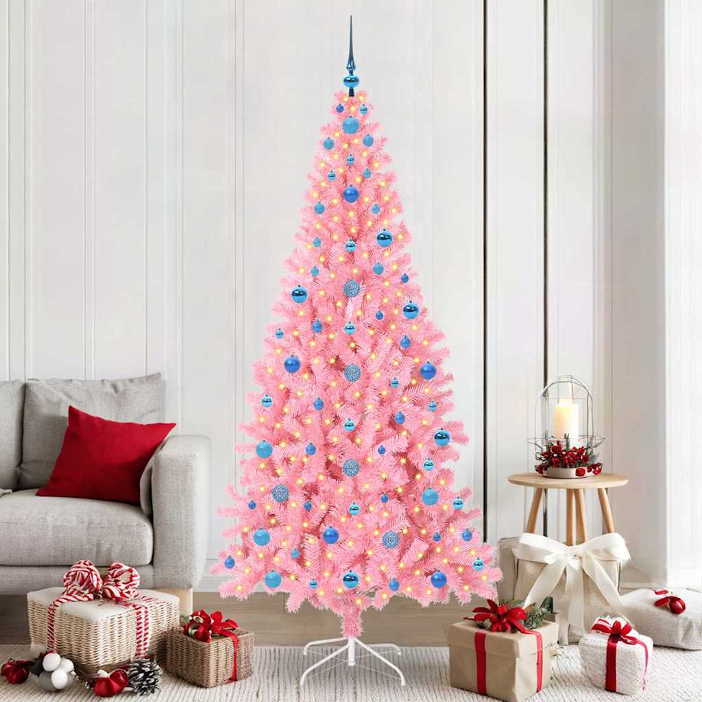 Sapin de Noël avec 300 LED avec support Rose 210 cm PVC - XIOS