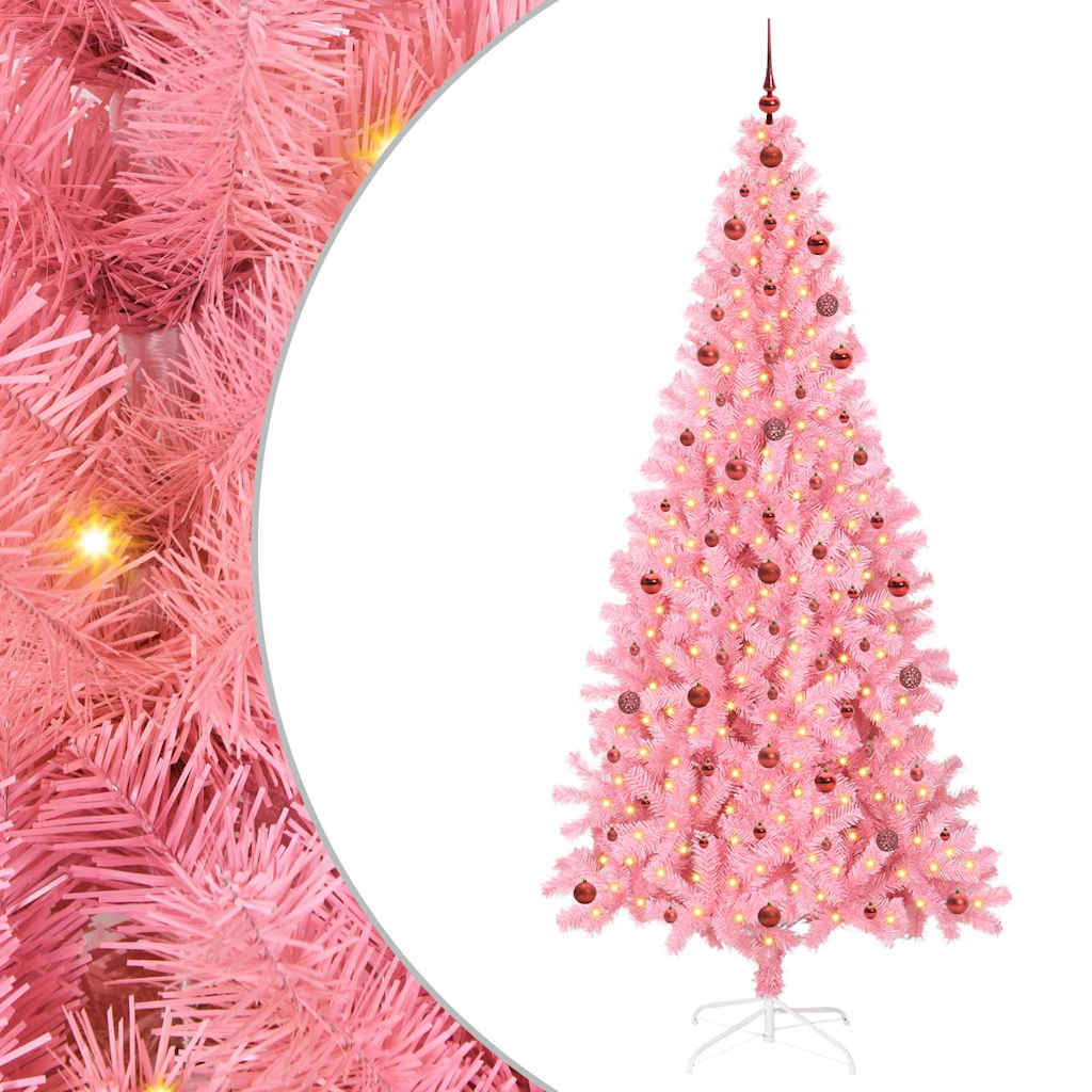 Sapin de Noël avec 300 LED avec support Rose 240 cm PVC - XIOS