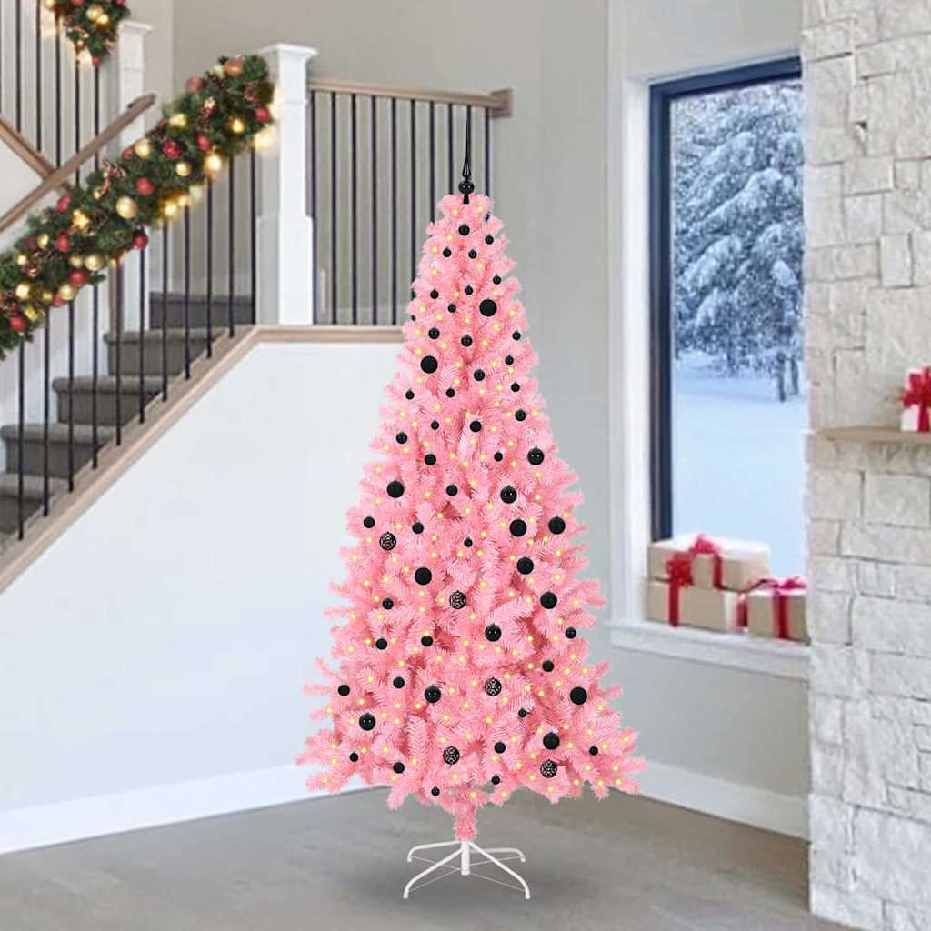 Sapin de Noël avec 300 LED avec support Rose 240 cm PVC - XIOS