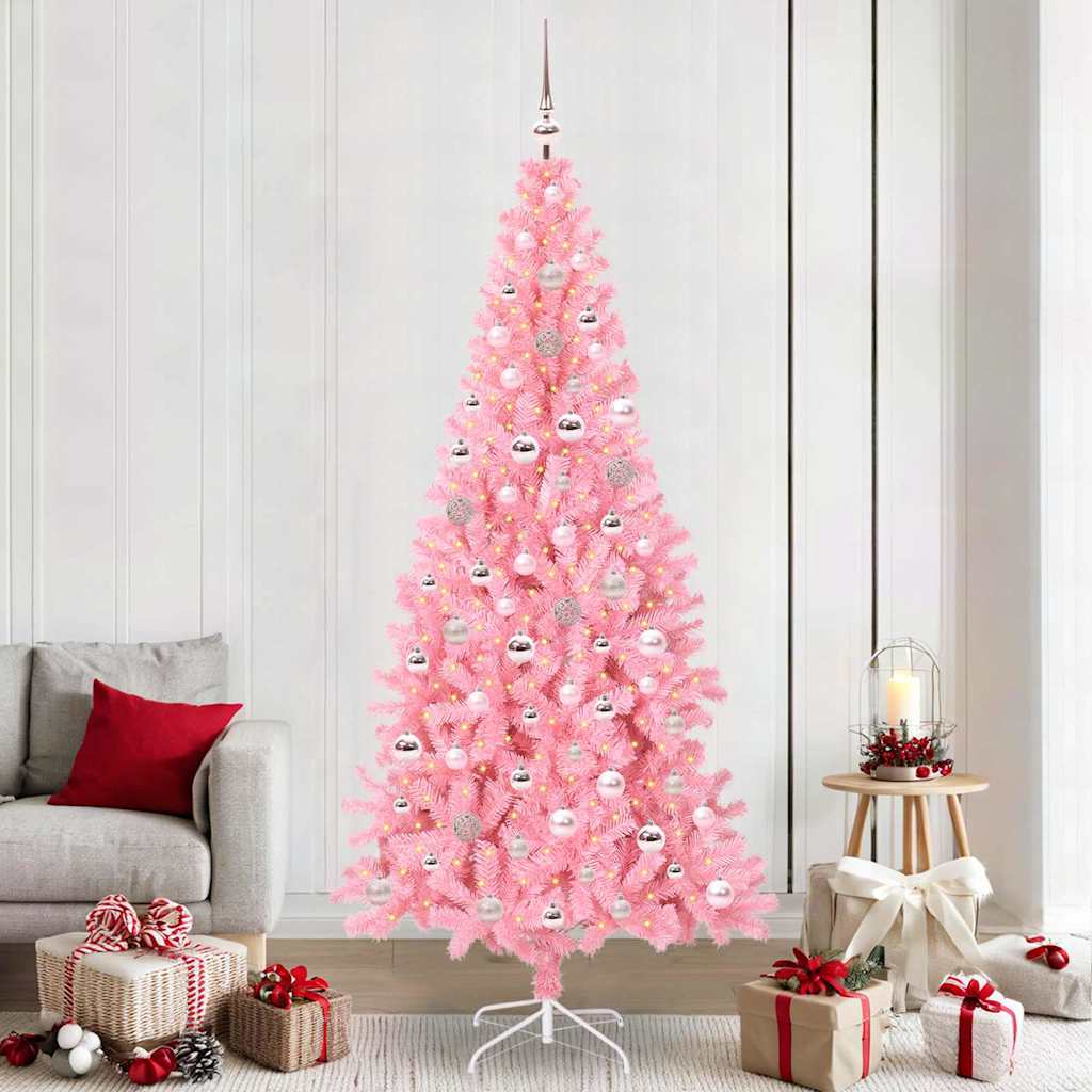 Sapin de Noël avec 300 LED avec support Rose 240 cm PVC - XIOS